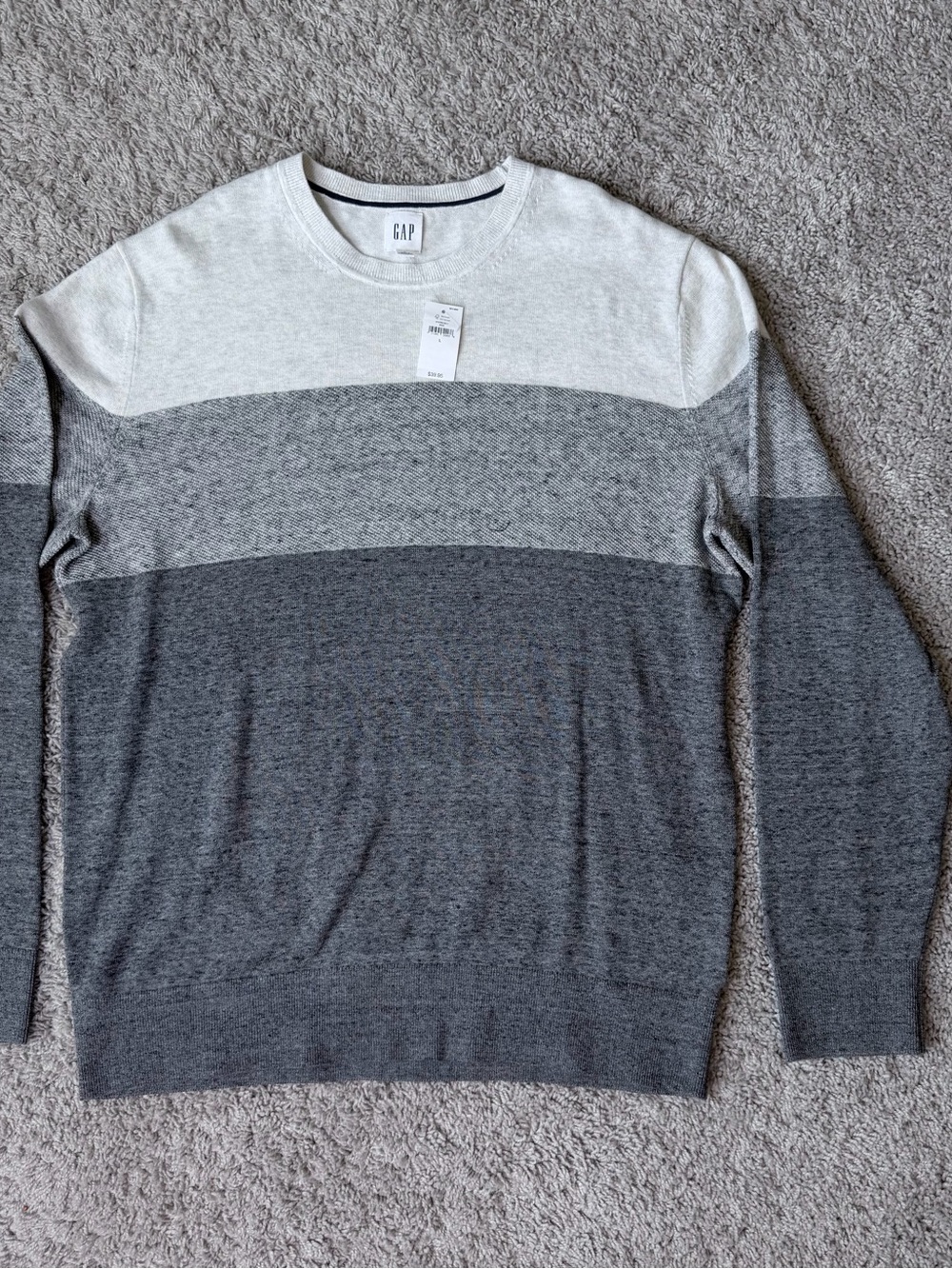 GAP Men’s Gray & Light Gray Block Crewneck Sweater